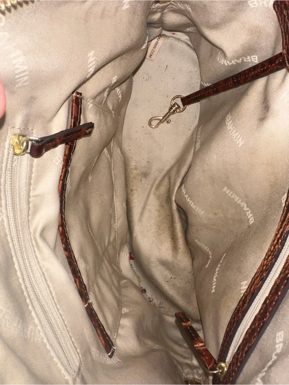 Brahmin Dome Satchel in Rich Chestnut Brown Croc-Embossed Leather